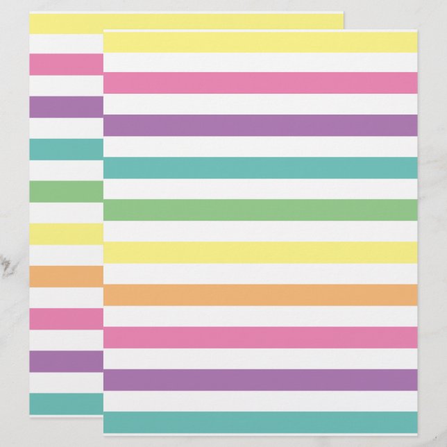 Pastel Rainbow Stripes Motif papier à rebut (Devant / Derrière)