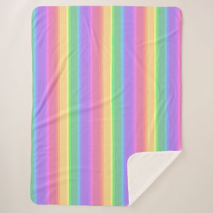 Pastel rainbow stripes sherpa blanket