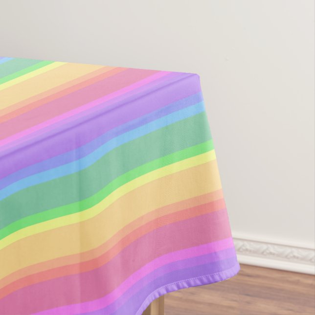 Pastel rainbow stripes tablecloth (In Situ)