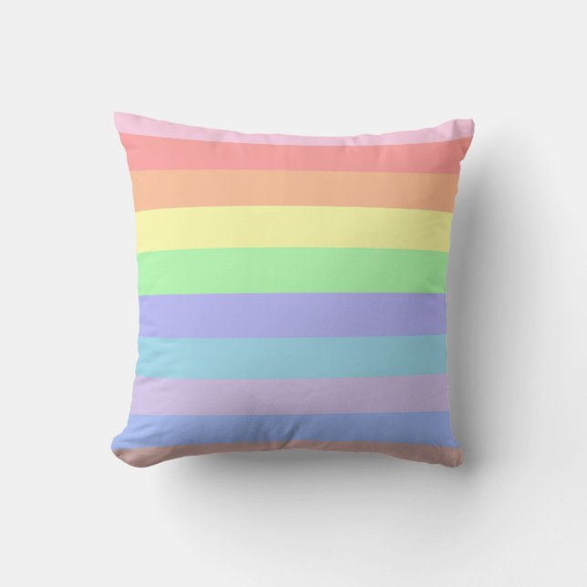 Pastel Rainbow Stripes Throw Pillow (Front)