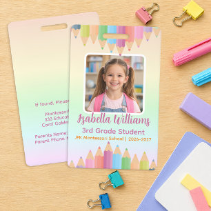 Pastel Rainbow Student Photo ID Badge