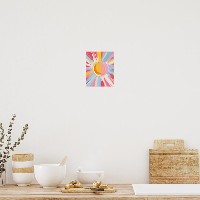 Pastel Rainbow Sun Burst Poster Imprimer (Cuisine)