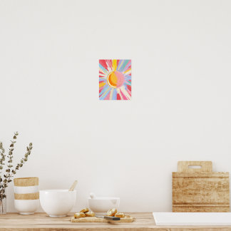 Pastel Rainbow Sun Burst Poster Print