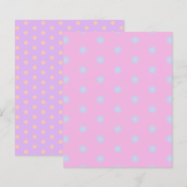 Pastel Rainbow Sunbursts & Stars Scrapbook Paper (Front/Back)