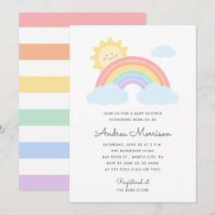 Pastel Rainbow Sunshine Baby Shower  Invitation