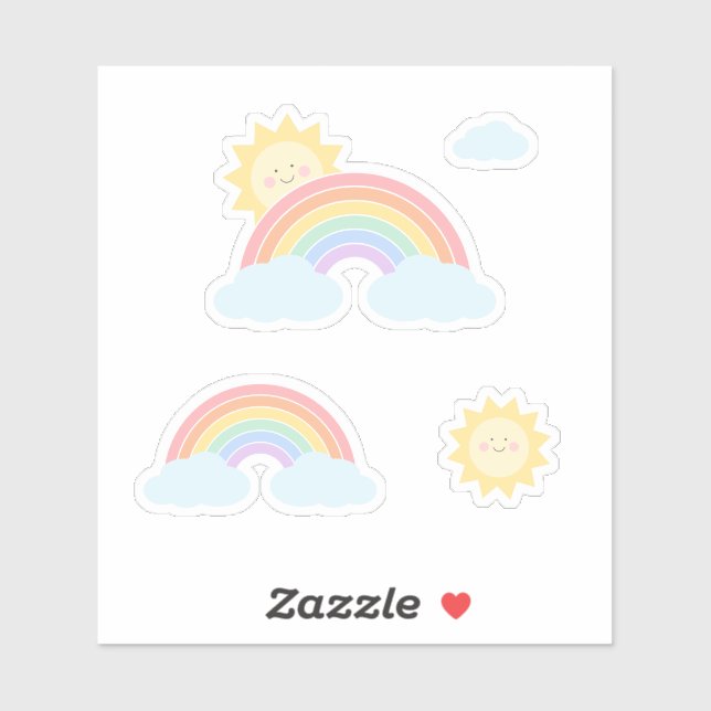 Pastel Rainbow Sunshine Custom-Cut Vinyl Sticker (Sheet)