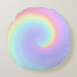 Pastel Rainbow Swirl Lesbian Wedding Round Pillow