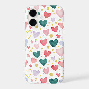 Pastel Rainbow & Teal Watercolor Heart Collage