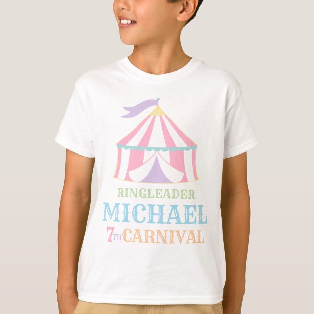Pastel Rainbow Tent Circus Carnival Birthday Shirt (Front)