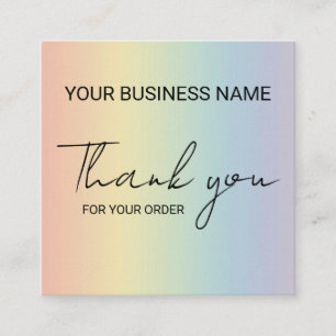 Pastel Rainbow Thank You Square Business Card