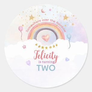 Pastel Rainbow Tie Dye Birthday Classic Round Sticker