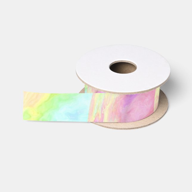 Pastel Rainbow Tie Dye Girls Birthday Satin Ribbon (Spool)