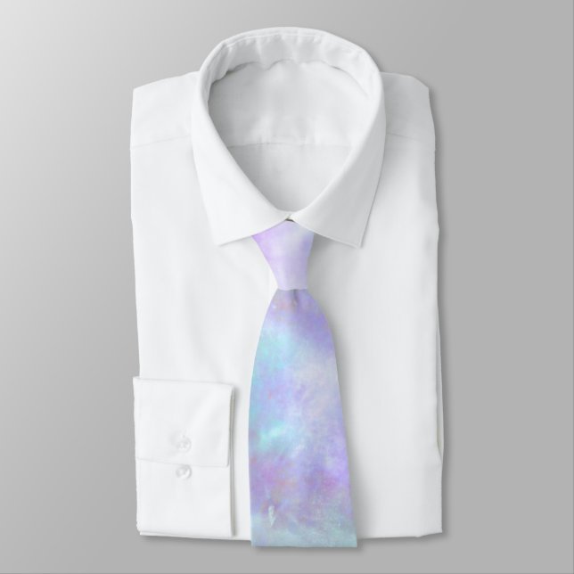 Pastel Rainbow Tie-Dye Watercolor Painting Tie (Tied)