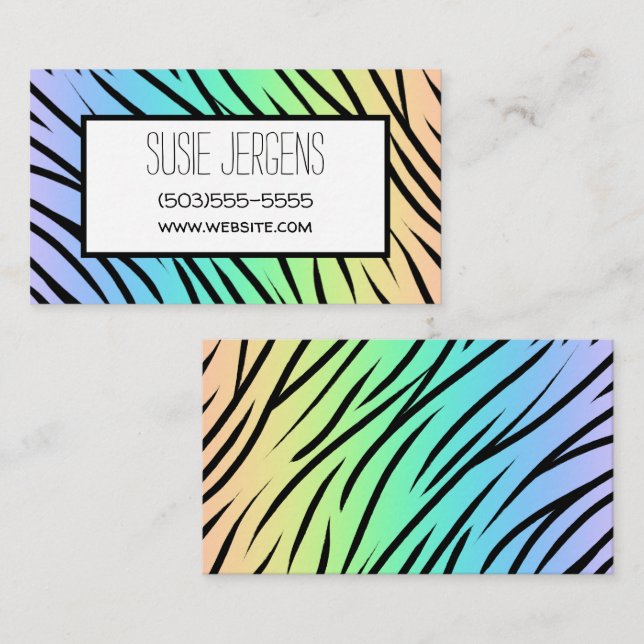 Pastel Rainbow Tiger Print Customizable  Business Card (Front/Back)