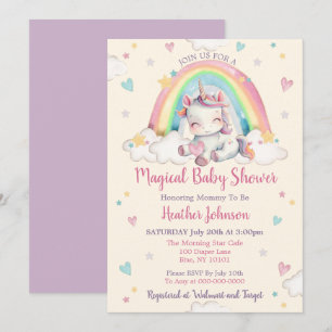 Pastel Rainbow Unicorn Baby Shower Invitation