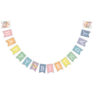 Pastel Rainbow Unicorn Birthday Party Bunting Flags