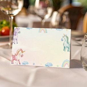 Pastel Rainbow Unicorn Food Tent Place Card