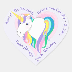 Pastel Rainbow Unicorn Heart - Heart Shape Sticker
