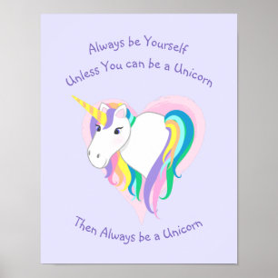 Pastel Rainbow Unicorn Heart with Text Print