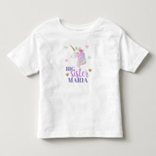 Pastel Rainbow Unicorn & Hearts Big Sister Toddler T-shirt