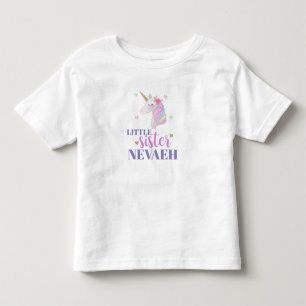 Pastel Rainbow Unicorn & Hearts Little Sister Todd Toddler T-shirt