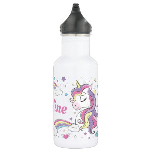 Pastel Rainbow Unicorn Personalized 532 Ml Water Bottle