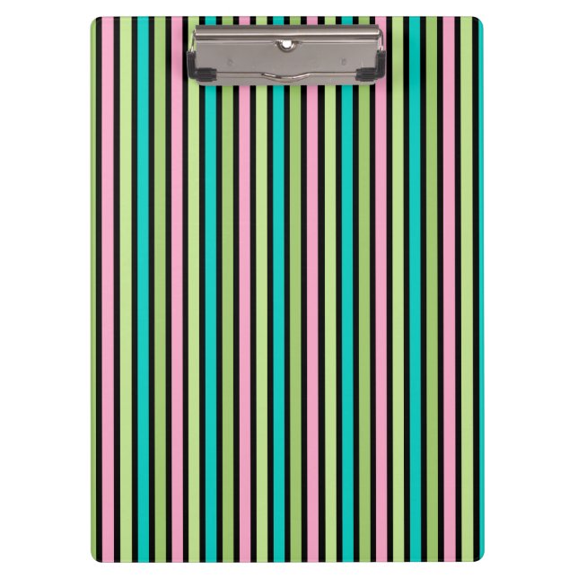 Pastel Rainbow Vertical Lines Geometric Pink Green Clipboard (Front)