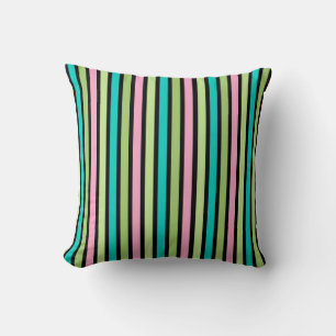 Pastel Rainbow Vertical Lines Geometric Pink Green Throw Pillow