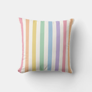 Pastel Rainbow Vertical Stripe Throw Pillow