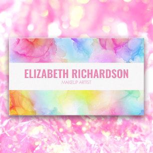 Pastel Rainbow Vibrant Bright Colorful Watercolor Business Card