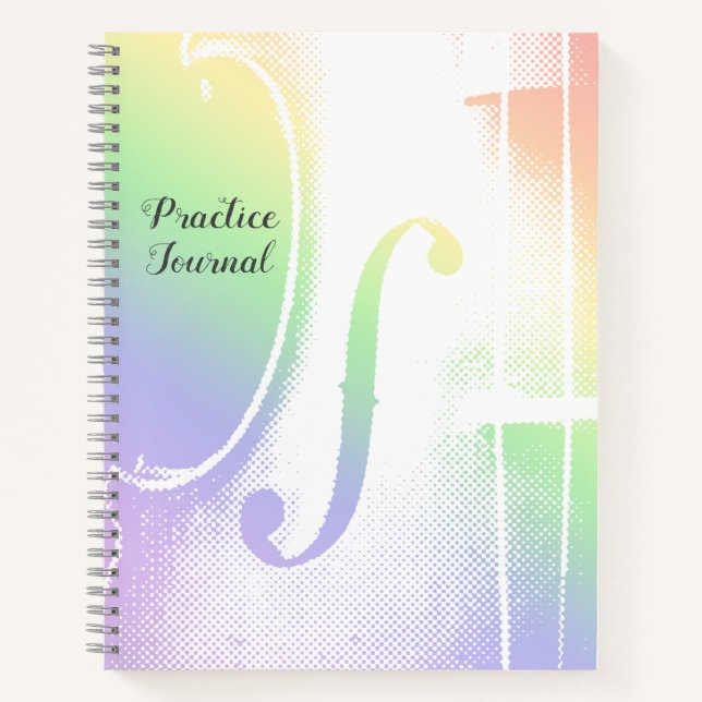 Pastel Rainbow Violin Lesson Practice Journal (Front)