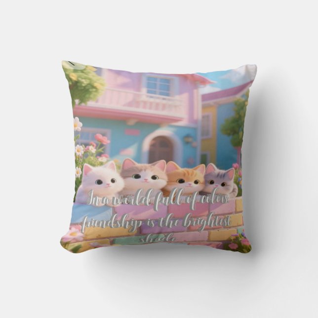 Pastel Rainbow Wall & Fleurs, Coussin doux (Recto)