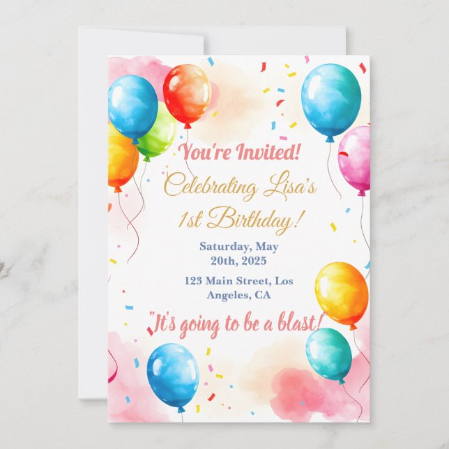 Pastel Rainbow Watercolor Design Carte Anniversair (Devant)