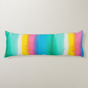 Pastel Rainbow Watercolor Striped Pattern Modern Body Pillow