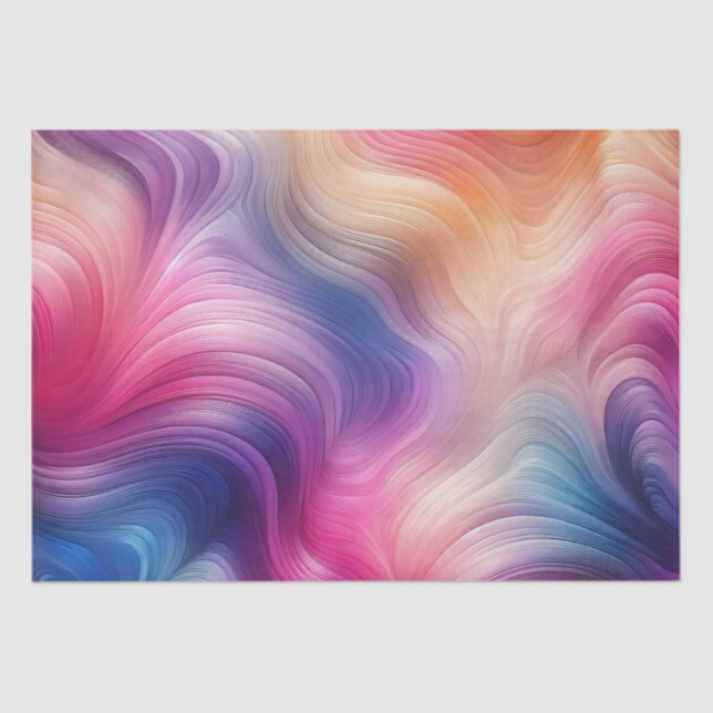 Pastel Rainbow Watercolor Texture Waves Decoupage Tissue Paper (Front)