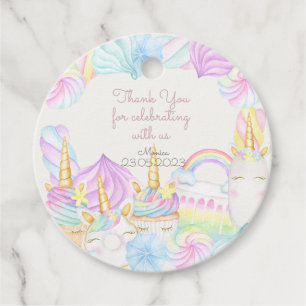 Pastel rainbow watercolor unicorn sweet  favour tags