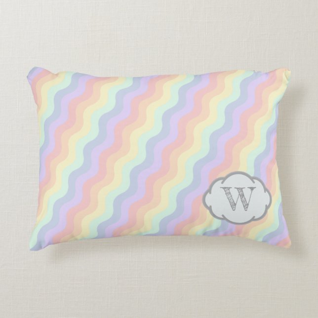 Pastel Rainbow Waves Accent Pillow (Front)