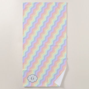 Pastel Rainbow Waves Beach Towel