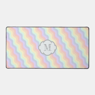 Pastel Rainbow Waves Desk Mat