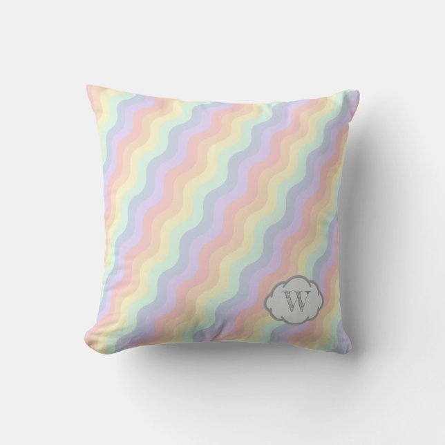 Pastel Rainbow Waves Pillow (Front)