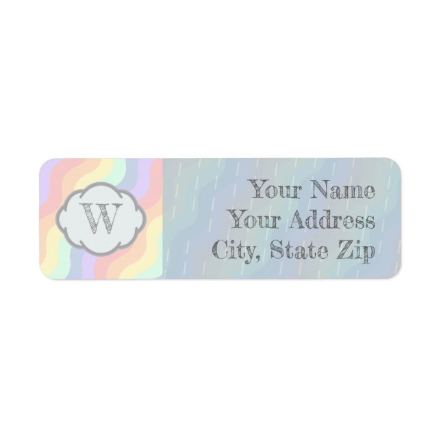 Pastel Rainbow Waves Return Address Label (Front)