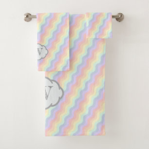 Pastel Rainbow Waves Towel Set