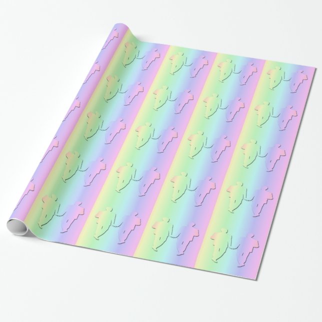 Pastel Rainbow Wedding Giftwrap for Gay Men Wrapping Paper (Unrolled)