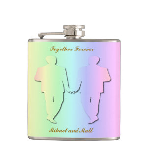 Pastel Rainbow Wedding Hipflask for Gay Men Hip Flask