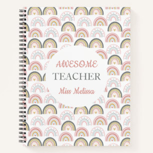 Pastel Rainbow With Heart Pattern Awesome Teacher Notebook
