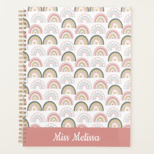 Pastel Rainbow With Heart Pattern Awesome Teacher Planner