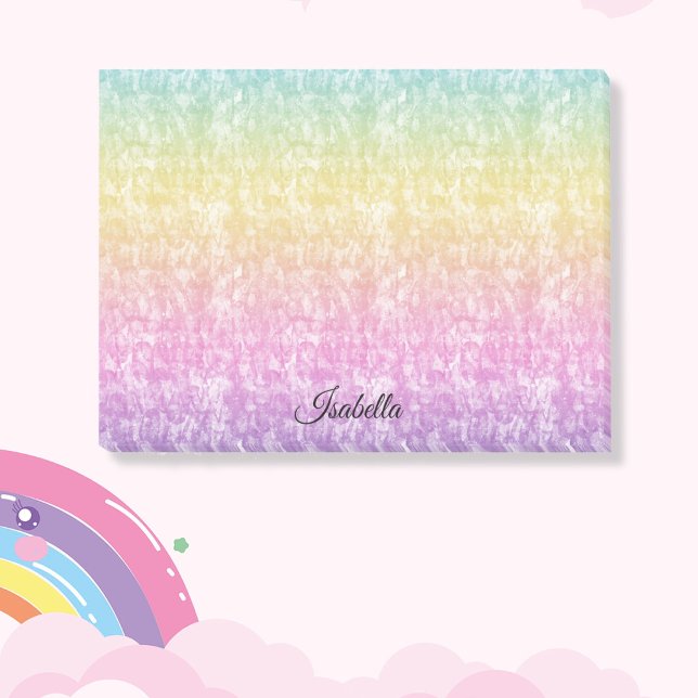 Pastel Rainbow with Name In Script Personalized Post-it Notes (Creator Uploaded)