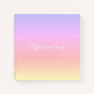 Pastel Rainbow with White Binding Affirmations Notebook