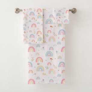 Pastel Rainbows Girly Fleurs sauvages & Coeurs