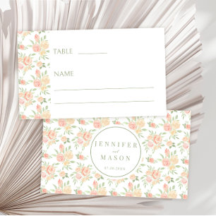 Pastel range rose flowers bohemian wedding place card